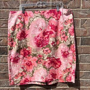 Talbots Pink Floral Pencil Skirt